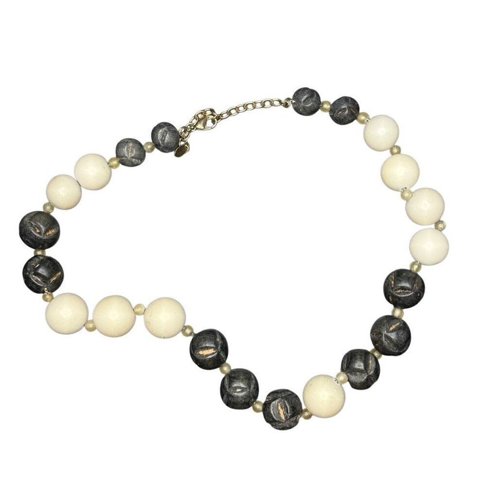 Stunning Monet Black and white stone necklace
